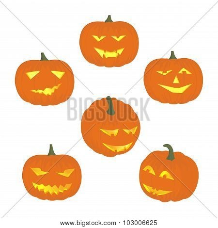 Set cheerful  funny and angry pumpkins at Halloween.