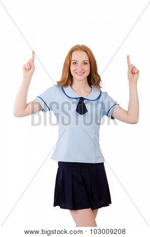 Schoolgirl isolated on the white