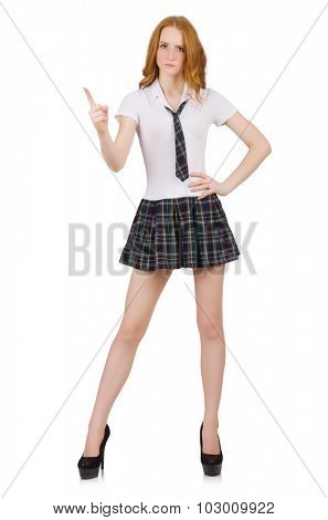 Schoolgirl isolated on the white