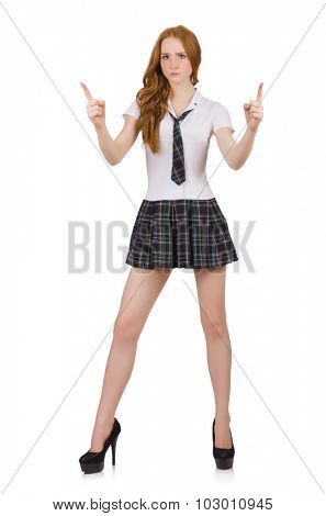 Schoolgirl isolated on the white