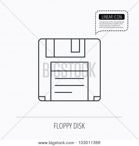 Floppy disk icon. Retro data storage sign.