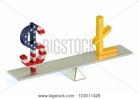 Dollar Or Litecoin, Usd/ltc Currency Pair Concept
