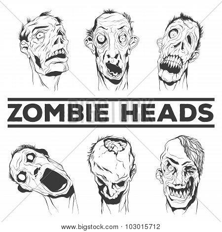 Zombie Heads Vector Illustrations