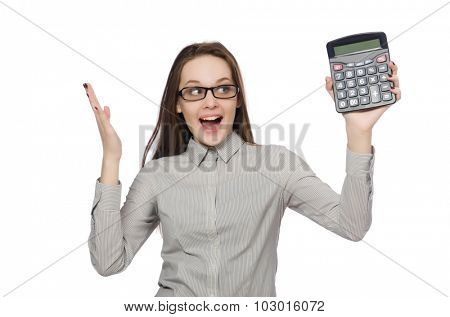 Woman in business concept isolated on white