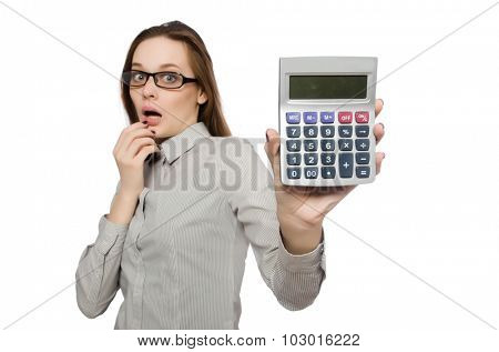 Woman in business concept isolated on white
