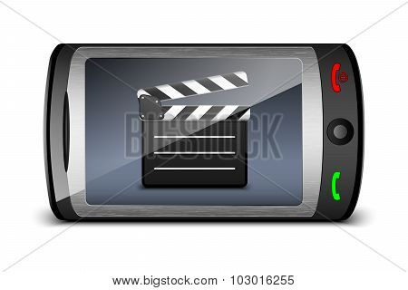Touch Phone With Clap Board On The Screen