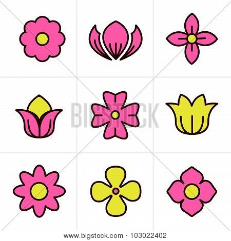 Icons Style Flower Icons Set, Vector Design