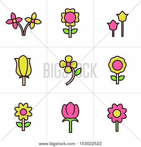 Icons Style Vector Flower Icon Set