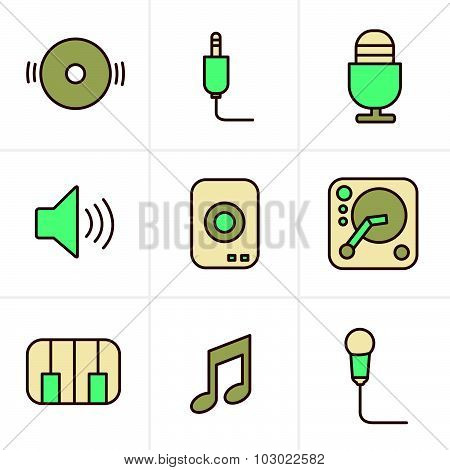 Icons Style Music Icons Set, Vector Design