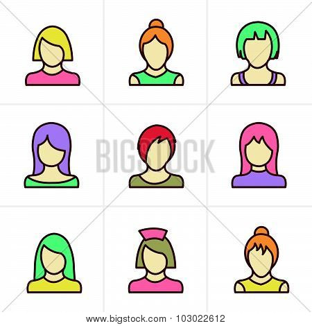 Icons Style  Woman Icons Set, Vector Design