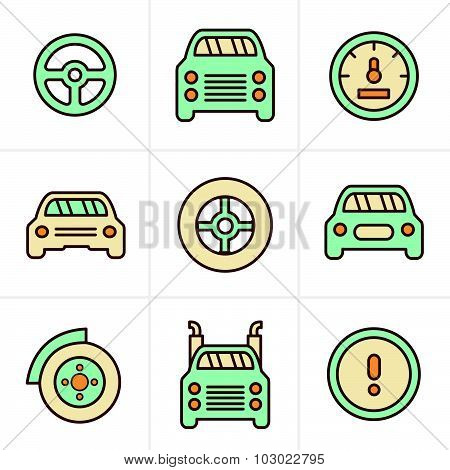 Icons Style Car Icons Set, Vector Design