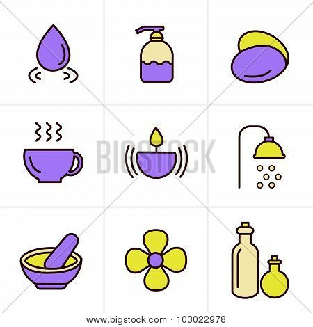 Icons Style  Spa Icons Set, Vector Design