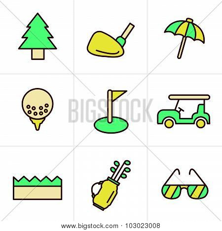 Icons Style Golf  Icons Set, Vector Design