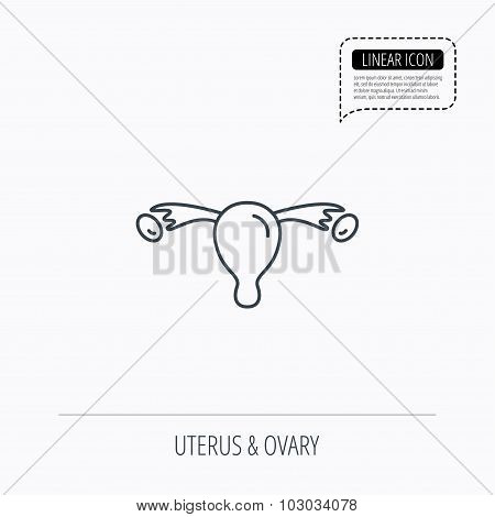 Uterus icon. Ovary sign.