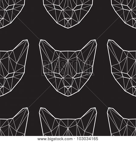 Vector Seamless Pattern With Low Poly Cats