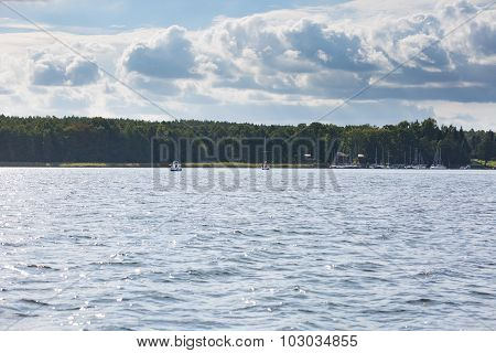 Lake Landscape With Yachts