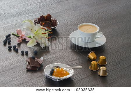 Morning coffee with sweets