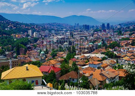 Rooftop View Of The Old Center Of Sarajevo