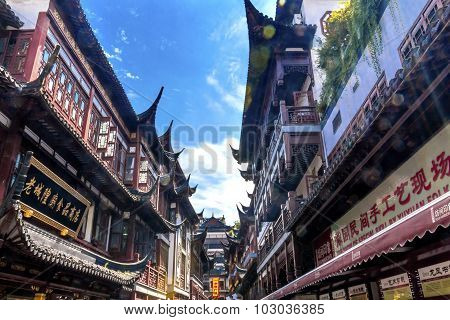 Old Shanghai Houses Red Roofs Yuyuan China