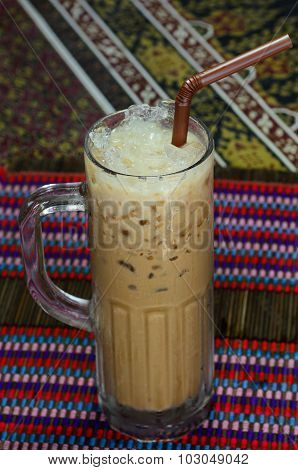 Coffe Cold On Wooden Table Brown  Background