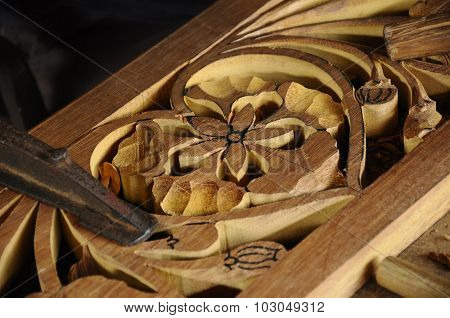 Malaysian traditional wood carving from Terengganu, Malaysia