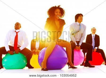 Business People Relaxation Playing Jumping Concept
