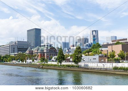 Osaka business district in nakanoshima park