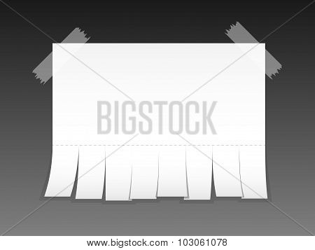 Blank Advertisement With Cut Slips. Vector Illustration
