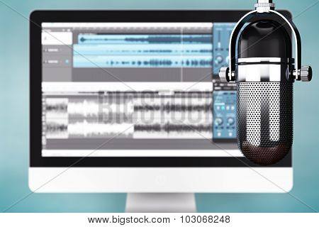 Music Recording Studio Concept. Condencer Microphone