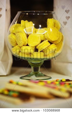 Delicious Wedding Sweets In Glass Bowl