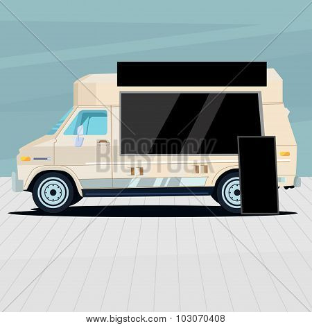 Illustration machines for sale food, fast food, coffee, with a place for the menu.