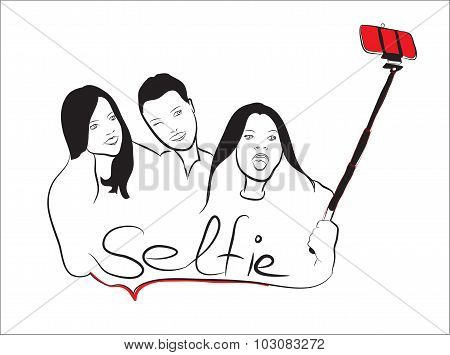 outline group girls by selfi