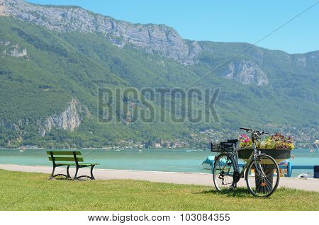 Bicycle parked in France beach