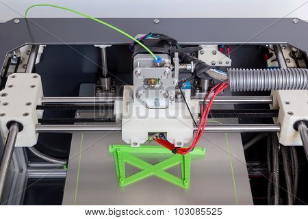 3D Printer With Bright Green Filament