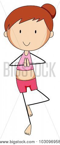 Woman doing yoga alone illustration