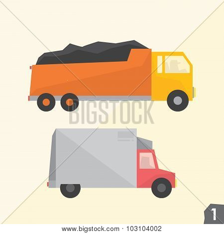 Trucks. Transportation vector set 1