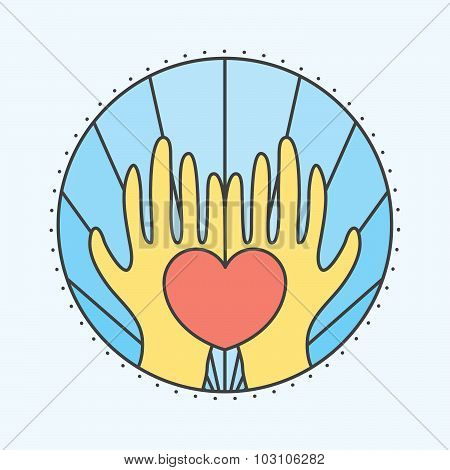 Hands and heart vector illustration