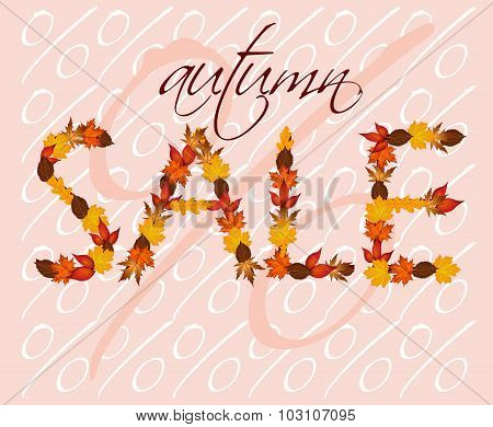 Autumn sale with autumn leaves