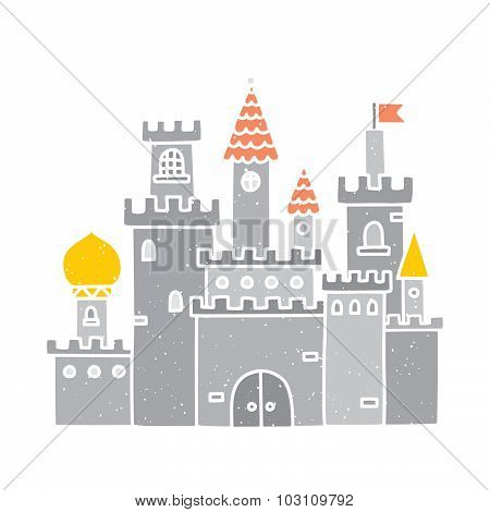 Cartoon castle isolated vector grey