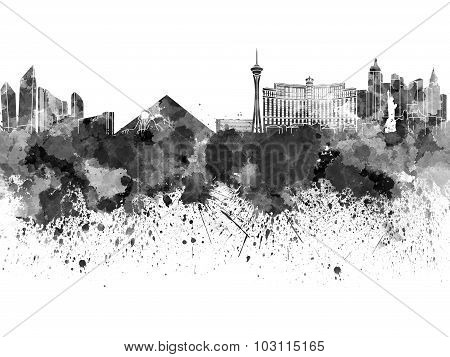 Las Vegas Skyline In Black Watercolor