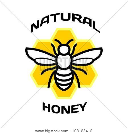 Bee Icon. Natural Honey Package Logo.