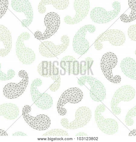 Polygonal paisley background. Seamless pattern.