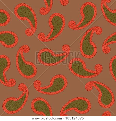Geometric paisley backdrop. Seamless pattern.