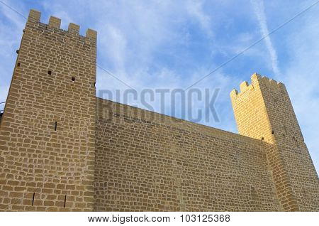 Castle in Sadaba with beauty sky in Saragossa, Aragon, Spain