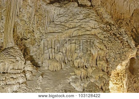 Flowstone Stalagmites In A Subterranean Cave