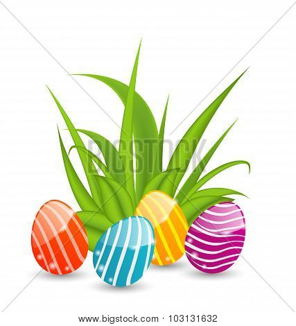 Easter background with traditional colorful eggs