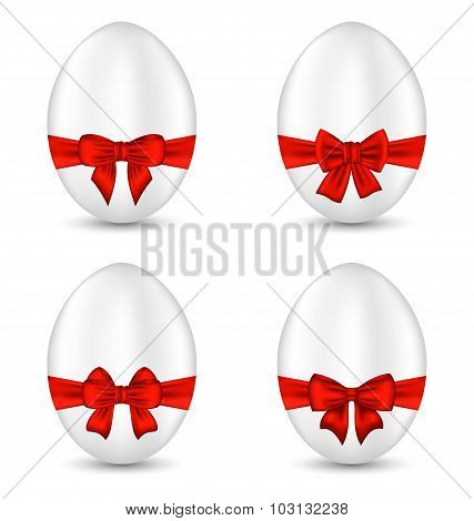 Easter set celebration egg wrapping red bow for your decoration