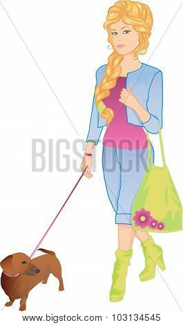 Girl And Dog_.eps