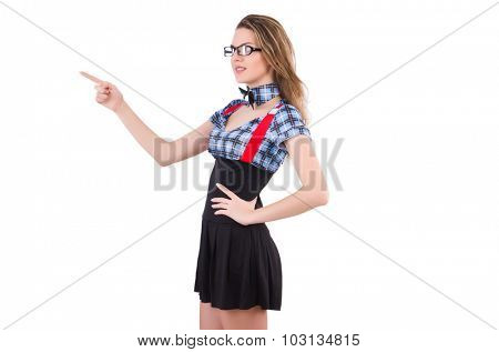 Schoolgirl isolated on the white
