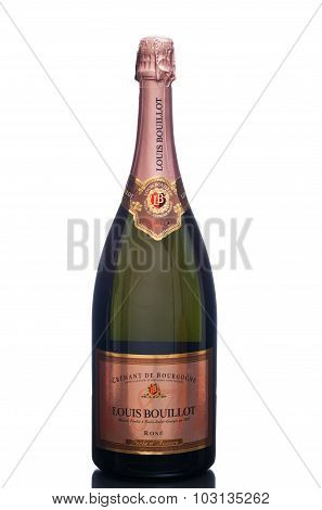 MIAMI, USA - March 24, 2015: A bottle of Louis Bouillot, Cremant de Bourgogne Rose - Perle d'Aurore.